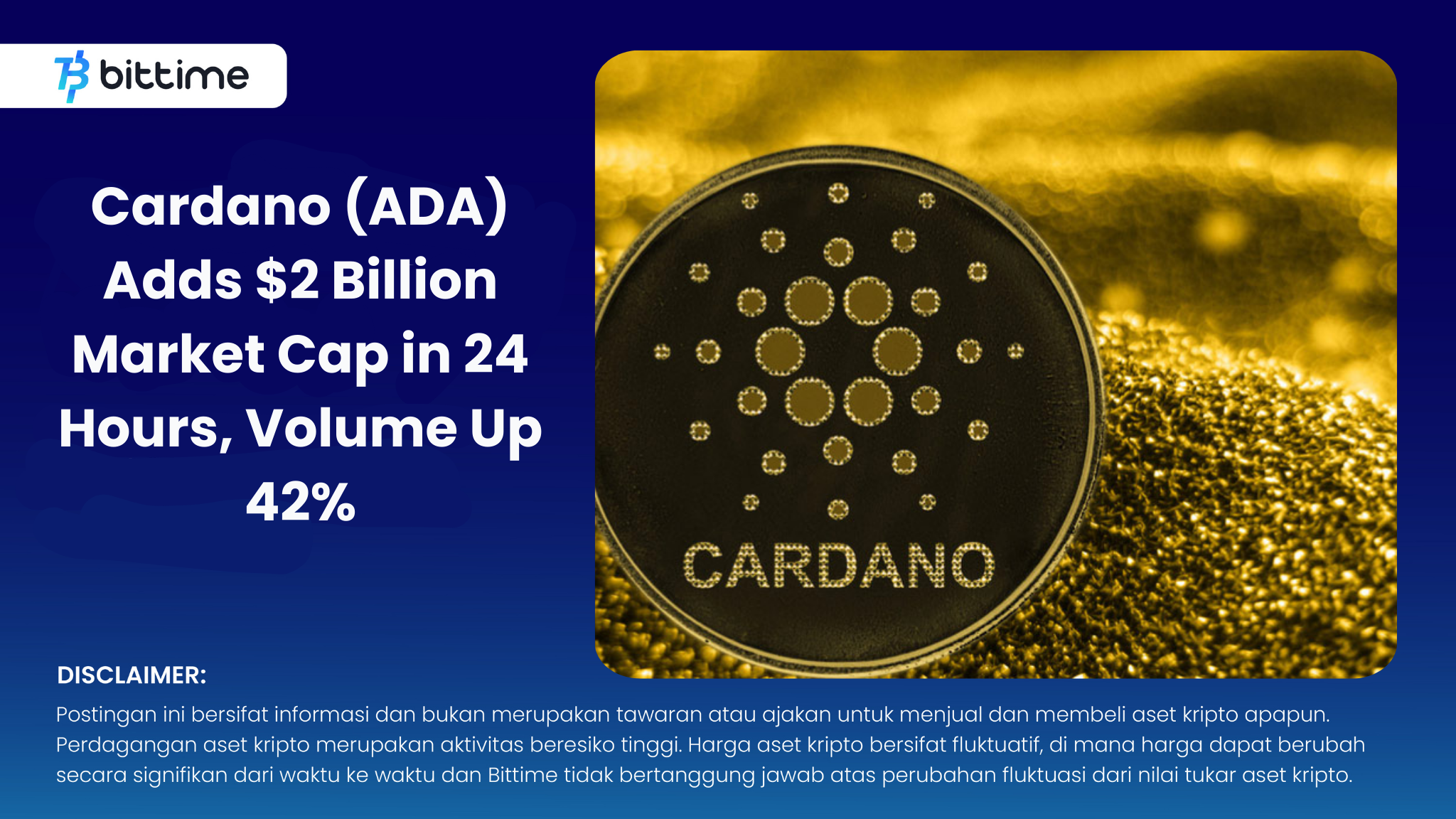 Cardano Ada Adds Billion Market Cap In Hours Volume Up