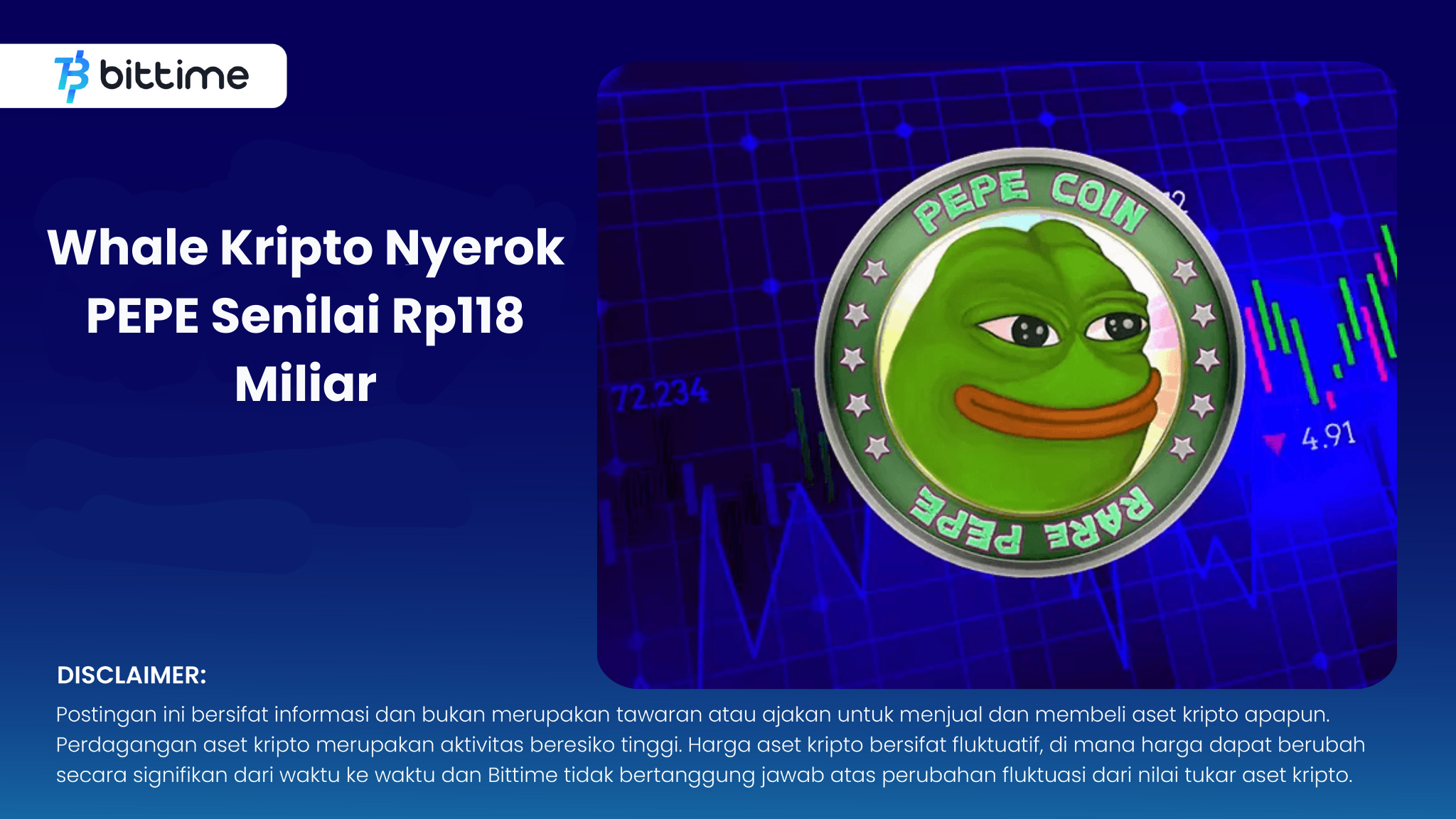 Whale Kripto Nyerok PEPE Senilai Rp118 Miliar Bittime