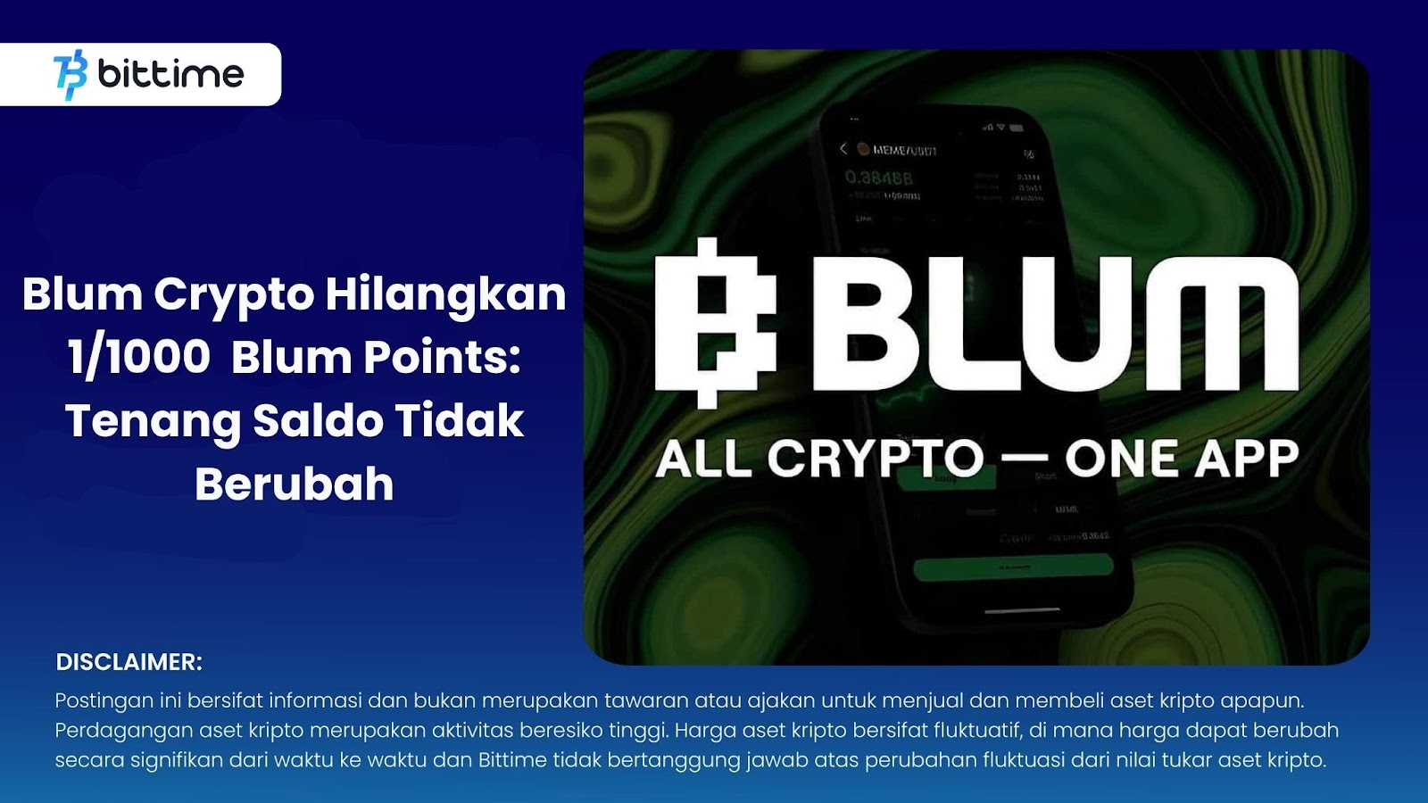 Blum Crypto Hilangkan 1/1000  Blum Points: Tenang Saldo Tidak Berubah