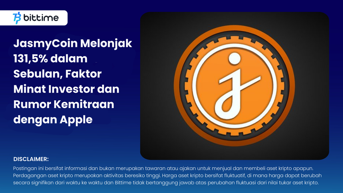 Jasmy Coin Melonjak 131,5% dalam Sebulan, Faktor Minat Investor dan Rumor  Kemitraan dengan Apple – Bittime