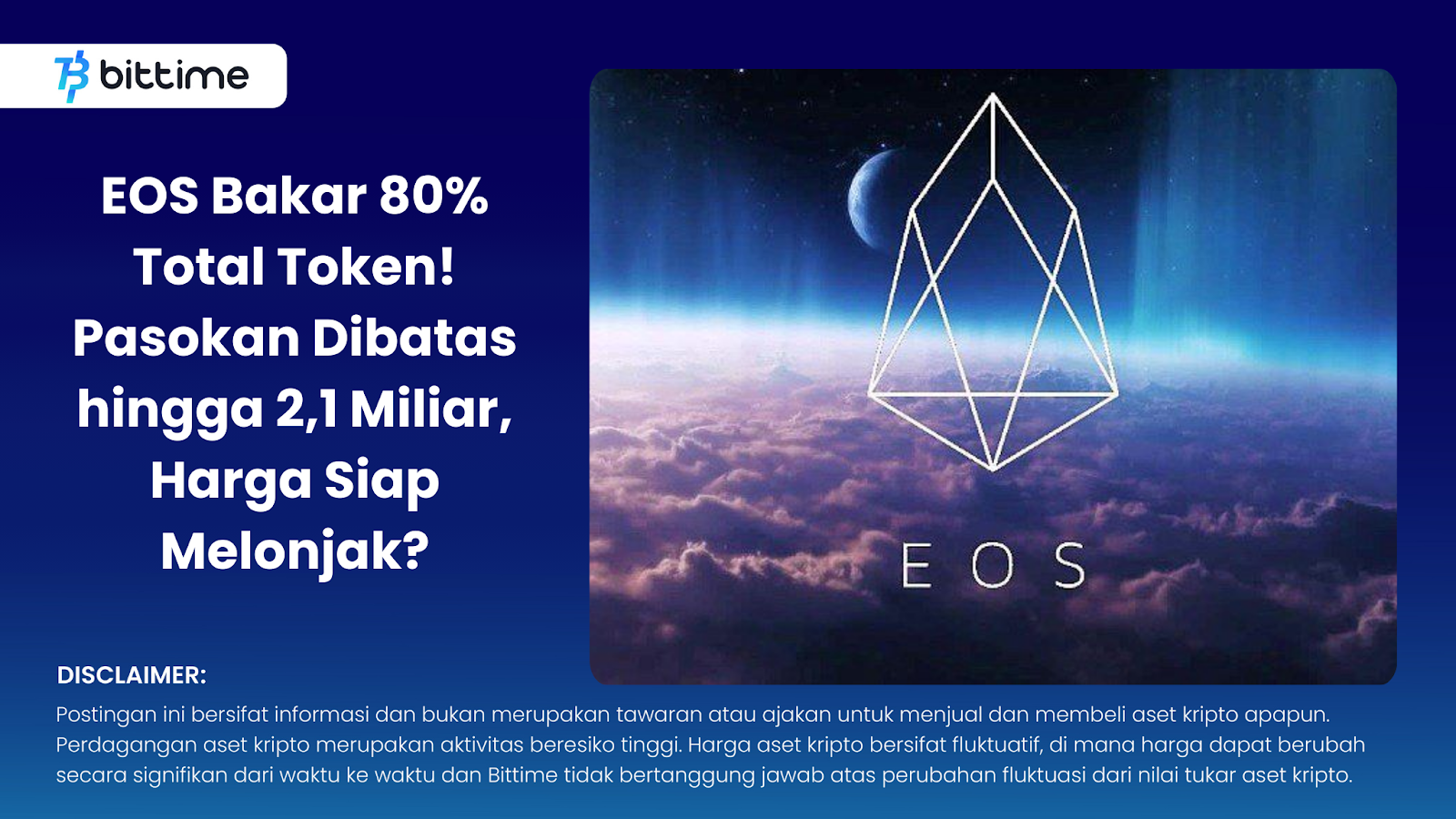 EOS Bakar 80% Total Token! Pasokan Dibatas hingga 2,1 Miliar, Harga Siap Melonjak
