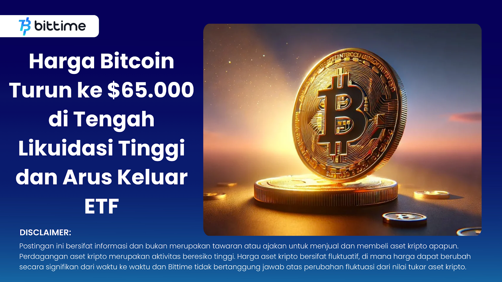 Harga Bitcoin Turun ke $65.000 di Tengah Likuidasi Tinggi dan Arus Keluar ETF
