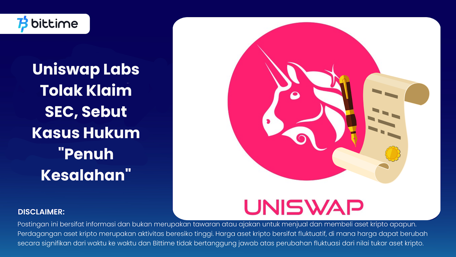 Uniswap Labs Tolak Klaim SEC, Sebut Kasus Hukum "Penuh Kesalahan"