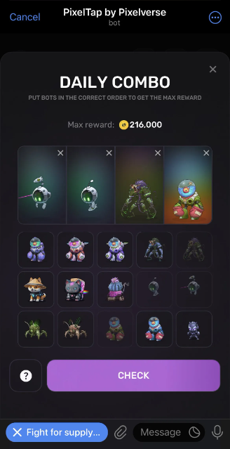 Daily Combo PixelTap Hari Ini