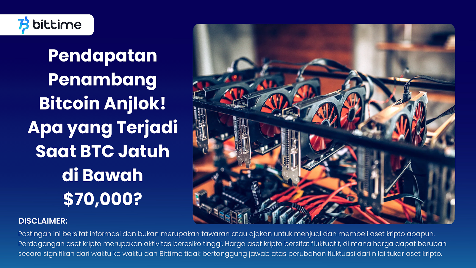 Pendapatan Penambang Bitcoin Anjlok! Apa yang Terjadi Saat BTC Jatuh di Bawah $70,000
