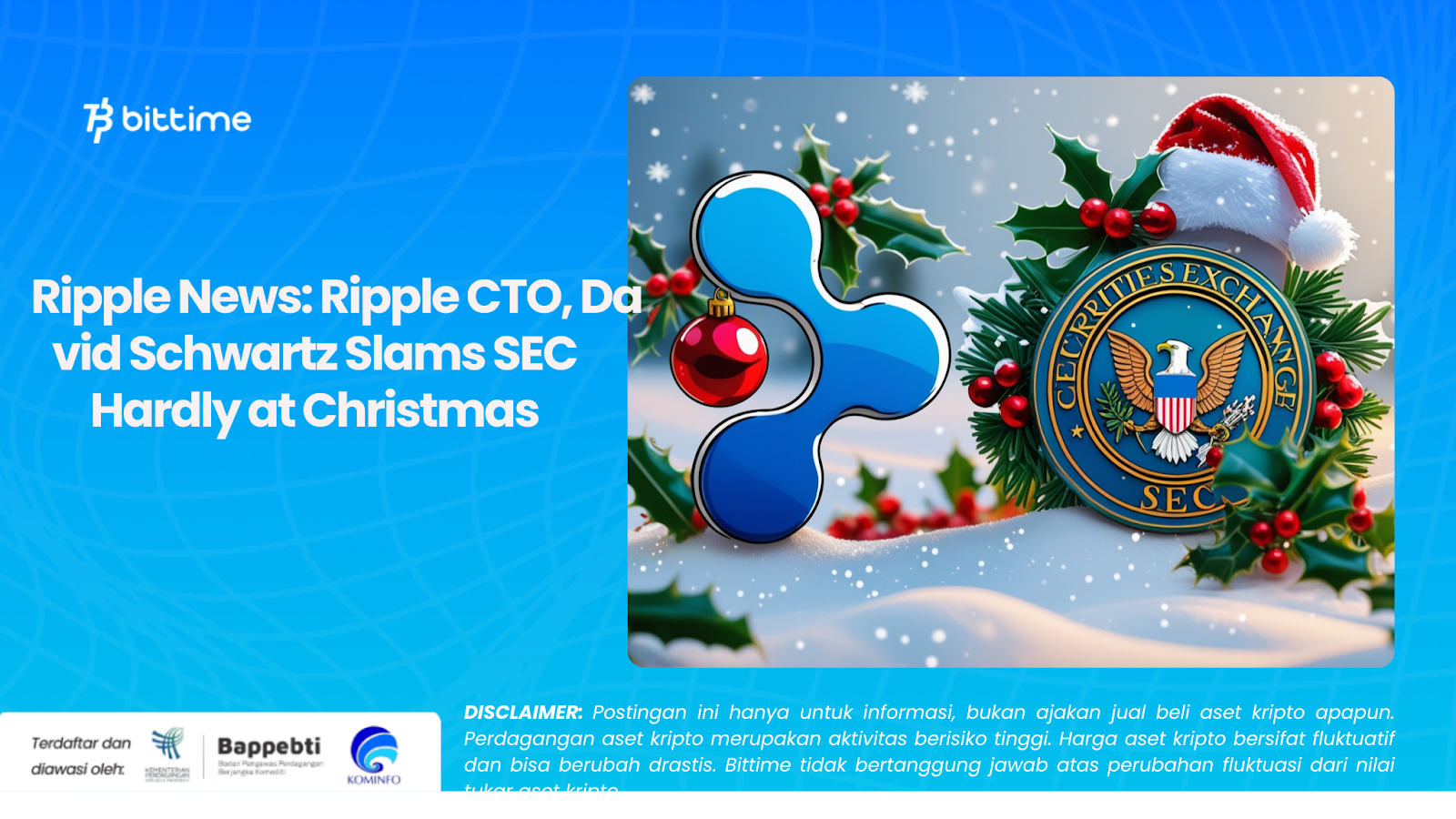 Ripple News: Ripple CTO, David Schwartz Slams SEC Hardly at Christmas
