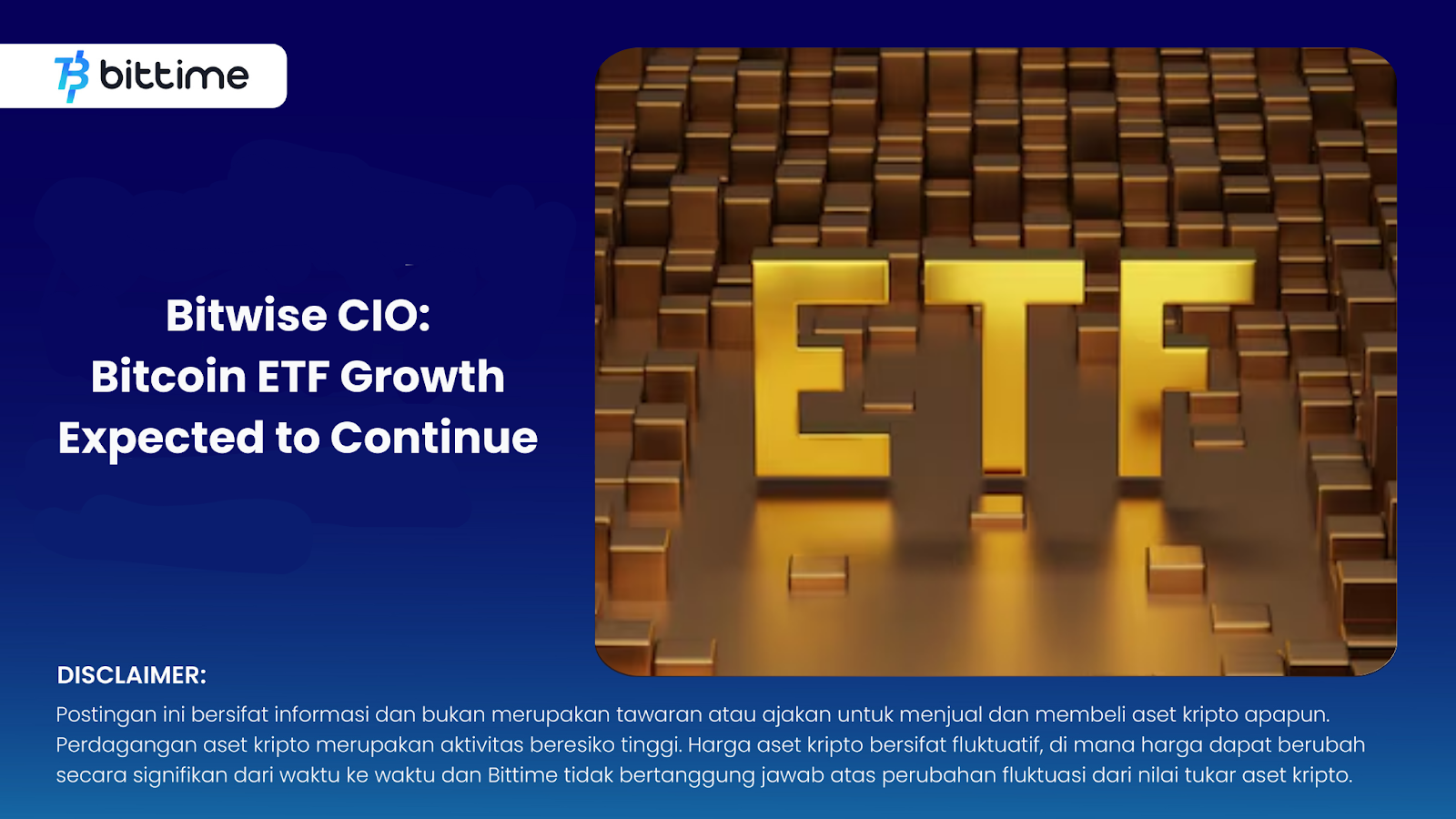 Bitwise CIO: Bitcoin ETF Growth Expected to Continue – Bittime