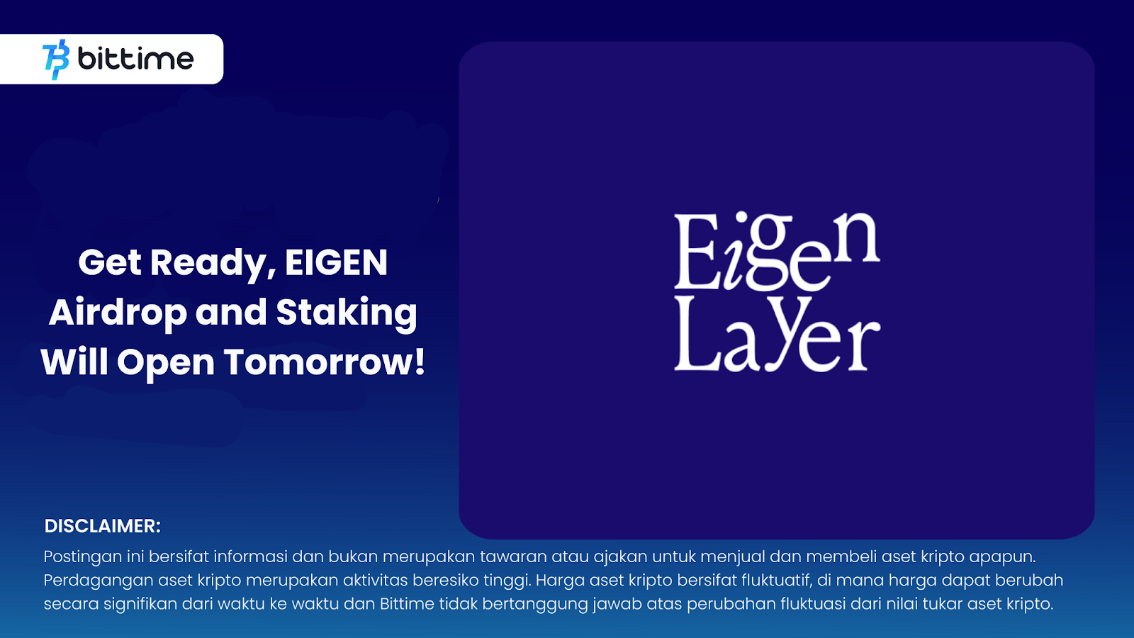 Get Ready, EIGEN Airdrop and Staking Will Open Tomorrow! – Bittime