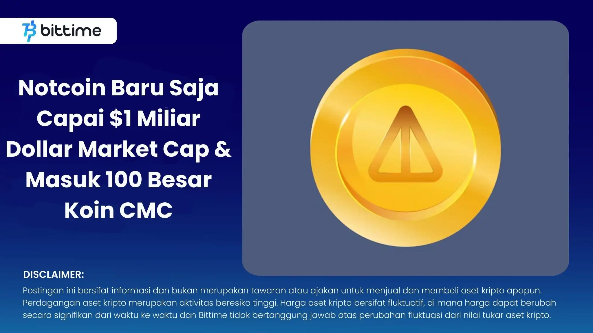 Notcoin Baru Saja Capai $1 Miliar Dollar Market Cap & Masuk 100 Besar Koin CMC.webp