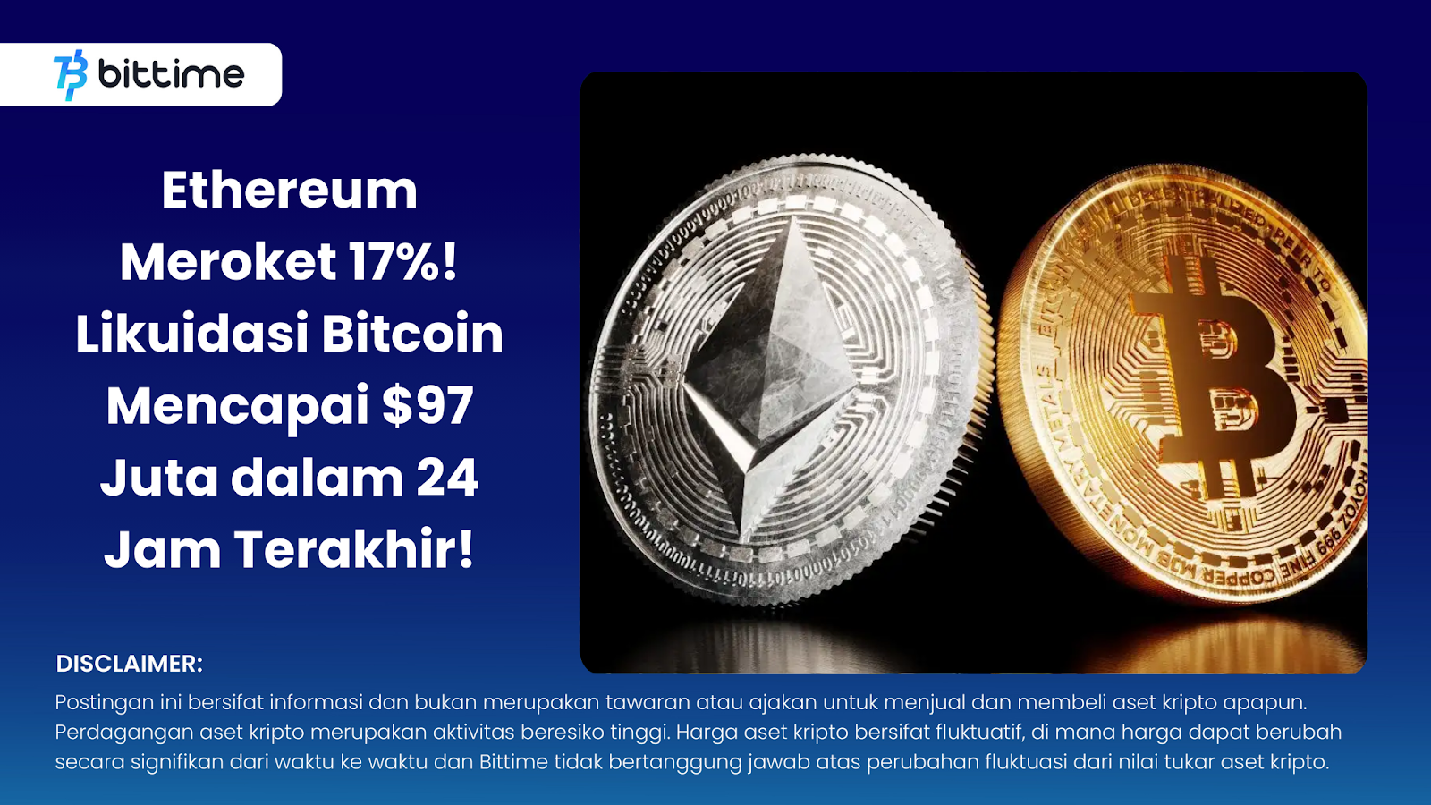 Ethereum Skyrockets 17%! Bitcoin Liquidations Hit $97 Million in the Last 24 Hours!
