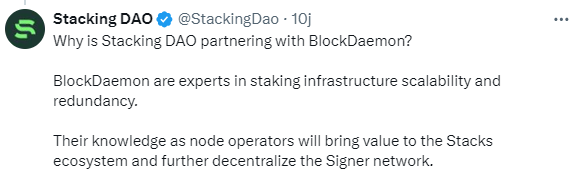 StackingDAO partners with BlockDaemon