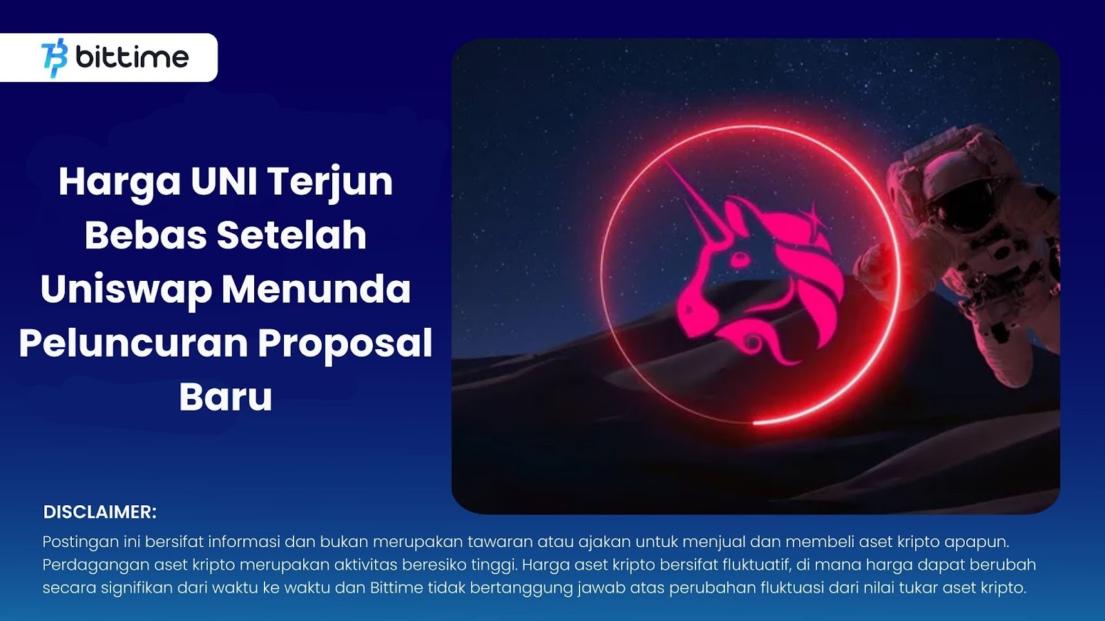 Harga UNI Terjun Bebas Setelah Uniswap Menunda Peluncuran Proposal Baru