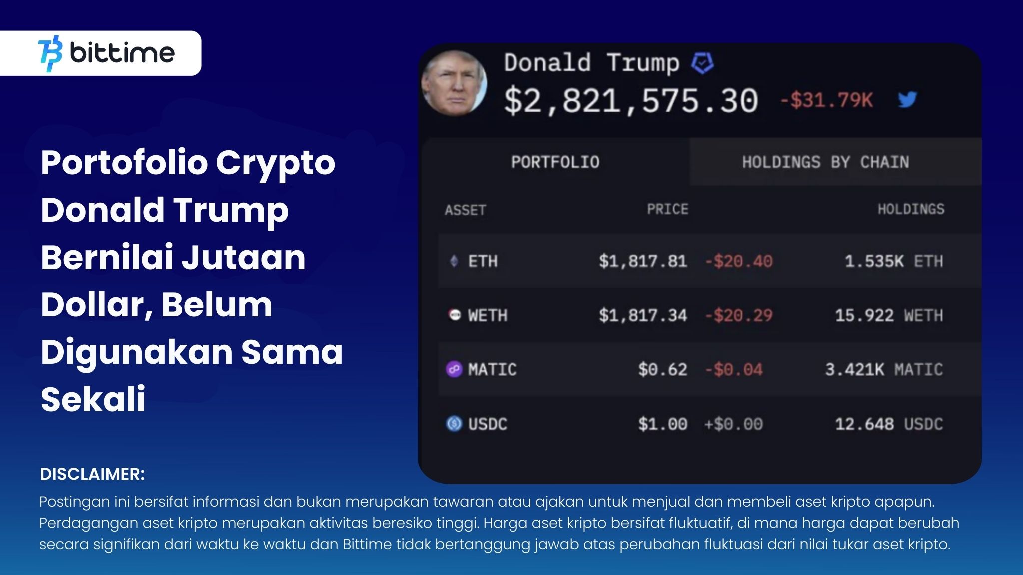 Portofolio Crypto Donald Trump Bernilai Jutaan Dollar, Belum Digunakan Sama Sekali.jpg